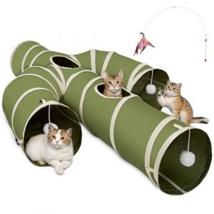 Ownpets Tunnel pour chat pour grands chats, en forme de cactus, 4 voies, en forme de cactus, avec tissu Oxford, pliable, avec balle suspendue, 30 cm de diamètre, taille XXL (IMAGESTORE, neuf)