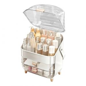 Organisateur De Maquillage - Bo&icirc;tier Anti-Poussi&egrave;re &agrave; Coulisse,Grande Bo&icirc;te de Rangement Cosm&eacute;tique de Salle de Bains | Pour Femmes et Filles, Bureau, Salle de Bain, Chambre, Table, Salon, Studio, (QunGuangYuShangMao, neuf)