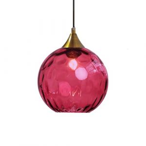ZTTECH Suspension en Verre Rouge 200 mm Style Vintage avec Douille en Métal Doré Bronze E27 Lampe Suspendue pour Îlot de Cuisine Salle à Manger Chambre Salon (Vin rouge, 200mm) (YiChangXiongYingDianZiShangWuYouXianGongSi, neuf)