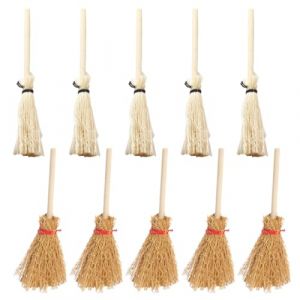 LQIOACU Petit Balai, Mini balais Miniatures en Paille pour Maison de poupée, décoration de Meubles, sorcière, Balai, Maison de poupée, Accessoires de fête, 10 pièce (LQIOACU, neuf)
