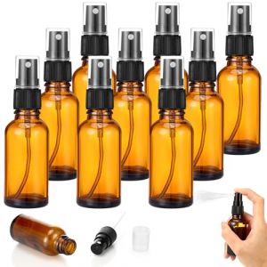 Mkitnvy Flacon Spray Vide, 10 Pièces 30ml Flacons Vaporisateur en Verre Ambré, Rechargeable Bouteille Spray Vide, Portable Flacon Pulvérisateur pour Parfum, Aromathérapie, Huiles Essentielles, Voyage (Starlin Store, neuf)
