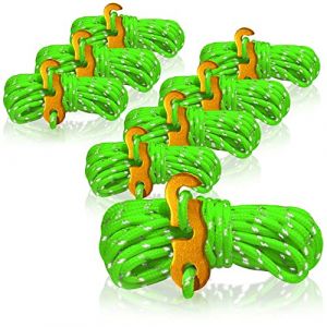 COM-FOUR® 8X haubans, Chaque 4m pour Le Camping, réfléchissant en Vert - Corde de Tente avec Boucle en Aluminium - Corde de Camping - tendeur de Corde - Corde de Tente (COM-FOUR  Vertriebs GmbH, neuf)