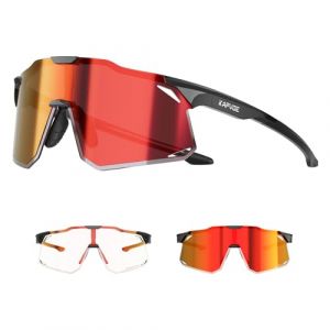 KAPVOE Lunette de Cyclisme Photochromique Homme Femme Anti-UV400 Lunette de Soleil Sport Lunette V&eacute;lo Route TR90 Cadre Lunette VTT Transparente Lunette Cycliste Running Conduite Course Rouge (kapvoe, neuf)