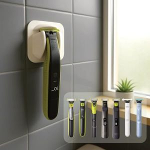 Quoti3d Support rasoir mural – Compatible Philips OneBlade toutes versions QP2520 QP2530 QP2620 QP2830 – Fixation adhésive sans perçage – Gain de place salle de bain – Coloris blanc (Quoti3d, neuf)