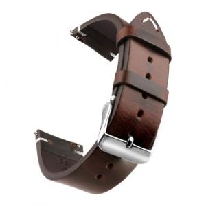 Bracelet de montre en cuir v&eacute;ritable cir&eacute; &agrave; l'huile, 18-24 mm, &agrave; d&eacute;gagement rapide, compatible avec Samsung/Seiko/Oris/Citizen(Dark Brown Silver,21mm) (DIEGEROUJIAMO-EU, neuf)