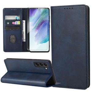 ZYIMOU Coque pour Samsung Galaxy S21 FE 5G, Housse en Cuir PU Flip Pochette Portefeuille &Eacute;tui avec Emplacement Carte Samsung S21 FE 5G Coque Magn&eacute;tique Antichoc, Bleu (Casecool, neuf)