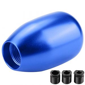 Kuuleyn Pommeau de levier de vitesse Pommeau de levier de vitesse manuel en métal à 5 vitesses avec 3 adaptateurs (8mm/10mm/12mm)(Bleu) (Karsew, neuf)