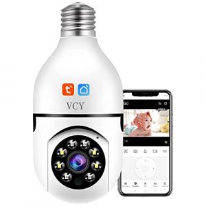 Caméra de sécurité à Ampoule E27 Caméra IP WiFi sans Fil à 360 degrés, caméra IP 5 GHz 1080p Smart Home Surveillance Kids Cam avec détection de Mouvement Vision Vision Nocturne Suivi Automatique… (Bei, neuf)