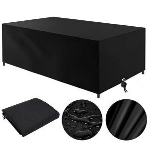rngcpto Housse Salon De Jardin Exterieur 210x120x80cm Housse Table De Jardin Oxford Housse De Protection De Jardin Imperméable Au Vent Anti-UV Bache Table De Jardin Rectangulaire (210x120x80cm, Noir) (Uniqueplace, neuf)