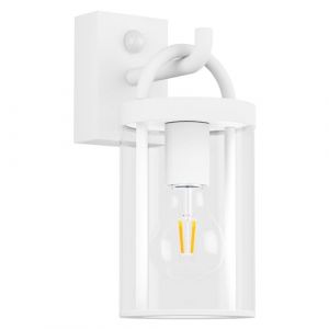 Klighten Applique Murale Vintage Exterieur avec Détecteur de Mouvement, Bianco Lampe Murale Industrielle, Lampe Murale Rétro, Applique Mural Aluminium, Douille E27, IP44, Sans Ampoule (ROBONE, neuf)