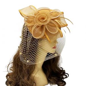 SLXLYH Chapeau bibi style années 20 pour fête, mariage, femme - Chapeau à fleurs vintage - Style années 20 (kaki) (anbeidianzi, neuf)