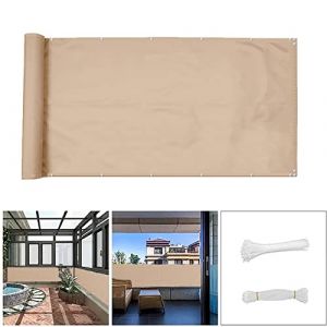QINGLV Brise Vue Balcon 140x100cm Brise-Vue pour Balcon Couverture UV RéSistant RéSistant Aux IntempéRies Toile Brise Vue Balcon avec Attaches De CâBle Et Cordons -Couleur Sable (YuLinASiYaKuaTouShangMaoYouXianGongSi, neuf)