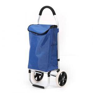 43.5Litres Aluminium Chariot de Courses Pliable avec Compartiment étanche, Grand Caddie Course, Chariot à roulettes, cadie a roulettes de Courses, Sac a Roulette Course, Shopping Trolley - Bleu (Trade 2u, neuf)