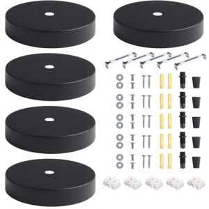 Laitejituan 5 Pièces Auvent de Plafond en Métal, 100 x 20 mm Rosace Plafond Cache Fil Noir, Cache Fil pour Lustre Plafond avec Accessoire D'Installation pour Salon, Couloir, Lustre de Cuisine (Laitejiguangkeji, neuf)