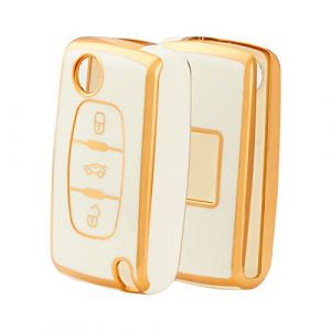 OFFCURVE Etui a Cle Voiture Coque Cl&eacute;, &Eacute;tui &agrave; Cl&eacute;s TPU Couvre Clef 2/3 Boutons pour Peugeot 106 207 308 406 607 Expert Partner Citroen C2 C3 C4 Grand Picasso Berlingo Xsara Fiat Scudo Ulysse (OFF CURVE EUR, neuf)