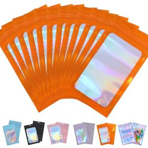 Sac &agrave; Roulette R&eacute;utilisable Anti-Odeur - Pochette en Aluminium Holographique R&eacute;fermable pour Cannabis Th&eacute; Ail Oignons (orange, 12 * 20cm) (SHOOTING STAR  STORE, neuf)