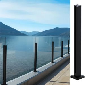 Cvter Garde-corps en Verre Acier Inoxydable - 100cm Poteau de Balustrade en Verre Noir, Syst&egrave;me de Balustrade en avec Robinets, Fentes pour Terrasse, Balcon, Piscine, Jardin, Fin du message (liujianjun-us, neuf)