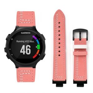 Bracelet en Cuir pour Garmin Forerunner 235/230/220/620/630/735XT Bracelet, Cuir V&eacute;ritable Vintage avec Boucle en Acier Inoxydable R&eacute;glable Banda de Remplacement avec Garmin Forerunner 235 Sangle (4) (Kemikeji, neuf)