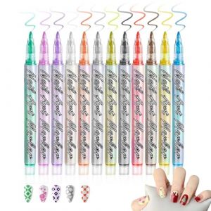 Kit de Stylos pour Ongles - 12 Pi&egrave;ces d'Outils &agrave; Ongles &agrave; Pointe Fine avec Longue Dur&eacute;e,Dessin Peinture Pose de Points Tra&ccedil;age de Lignes - pour Manucure, D&eacute;coration, Lignage, Tra&ccedil;age, Dessin et (wulinqiu, neuf)