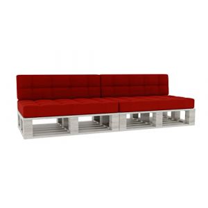 Coussin pour Palette Coussin d'assise Dossier piqué PFG 2xSet (Coussin d'assise 120x80 +Dossier 120x40), Rouge (FavreShop, neuf)