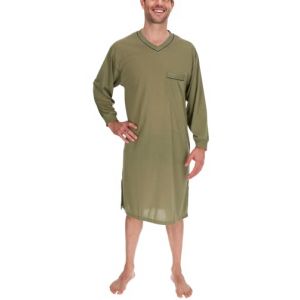 Schuerzenfabrik - Chemise de nuit pour homme à manches longues et manches courtes - Taille M à XXXL, Chemise de nuit longue jaune olive, XXL (Schuerzenfabrik, neuf)