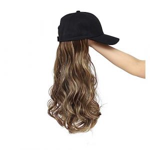Bonnet de perruque Casquette de Baseball synth&eacute;tique perruque de cheveux naturel capuchon noir Extensions de cheveux perruque naturelle vague perruques chapeau perruque r&eacute;glable Chapeau de perruque(3) (haikouhua, neuf)