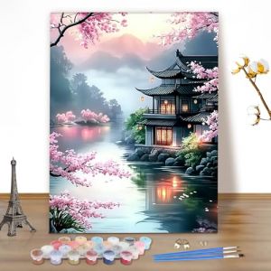 MEIYUDA Peinture par Numero Adulte, Paysage Kit de Peinture à l'Huile sur Toile par Numéro, Decoration Maison Cadeau 40x50cm(sans Cadre) (JINBEIKANG, neuf)