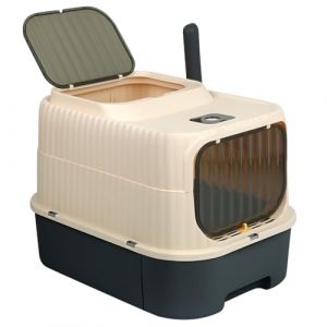 Bac &agrave; Liti&egrave;re pour Chat,Grande Maison de Toilette Chat Pliable avec Couvercle,Bac de Tiroir et Pelle &agrave; Liti&egrave;re,Portable,WC pour Chats avec Couvercl 37 x 49 x 37 cm (Noir) (Hechheu, neuf)