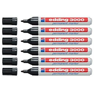 edding 3000 Marqueurs permanents rechargeables 1,5 &agrave; 3 mm (lot de 6, noir) (eu-bay FR, neuf)
