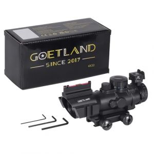 Goetland Lunettes de Vis&eacute;e &agrave; Prisme 4x32 Vis&eacute;e Sight Reflex Optic BDC SFP avec Mounture de 20 mm pour Tactique Chasse Airsoft Arbal&egrave;te Carbine Tir Sportif (Goetland-EU, neuf)