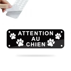 SINMAO Pancarte Chien de Garde Autocollant Aluminium Réfléchissant 150x50mm, Panneau Attention Au Chien Staff Noir x1 (SINMAO, neuf)