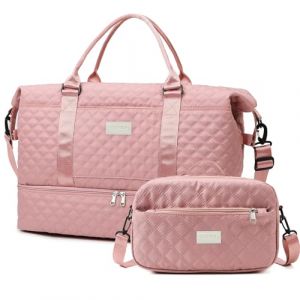 Outplea Grand Sac de Voyage 55L Femme Fille, Sac Valise avec Poche Humide, Sac de Transport Sac Weekend avec Compartiments &agrave; Chaussures, Sac &agrave; Main avec Trousse de Toilette pour Natation, Rose (Outplea, neuf)
