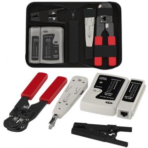 RedStar24 Kit Outils Réseau 4-en-1 | Pince à Sertir RJ45, Outil de Pose LSA, Testeur de Câble LAN & Dénudeur | Pour Câbles Réseau & Téléphone RJ45 RJ11 CAT7 CAT6a CAT6 (RedStar24, neuf)