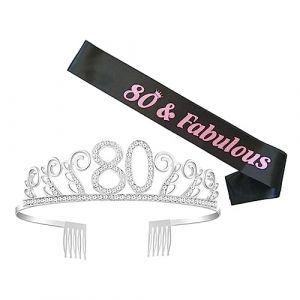 POPETPOP 1Ensemble Couronne Anniversaire Ans avec Ceinture Étiquette Tiare et Peignes Latéraux pour Tenue Chic et Festive Accessoire Parfait pour Célébrations Anniversaire (Riser Treasure, neuf)