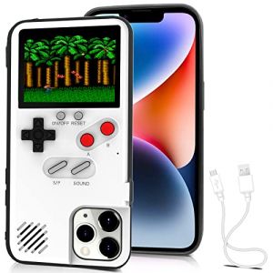 Kingchilla Coque de protection avec console de jeu Gameboy écran couleur rétro auto-alimentée avec 36 petits jeux pour iPhone 14 Blanc (KingChilla-Eu, neuf)