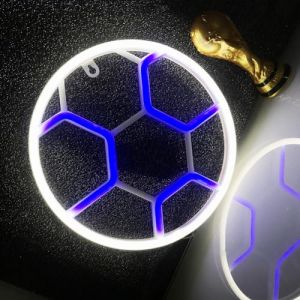Sign de football lumineux, Chambre gar&ccedil;on/fille, d&eacute;coration de magasin d'articles de sport, cadeau d'anniversaire, led lumineux &agrave; faible &eacute;nergie, peut &ecirc;tre mis &agrave; plat ou accroch&eacute; au mur (xuancaimao, neuf)