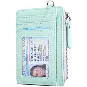 Teskyer Portefeuille Femme, Porte Carte Bancaire, Petit Portefeuille Femme, Porte Cartes de Credit, Cuir PU, RFID, avec Fermeture &eacute;clair, contenir Jusqu&rsquo;&agrave; 8 Cartes, Minimaliste, Aqua Green (Shamall EU, neuf)