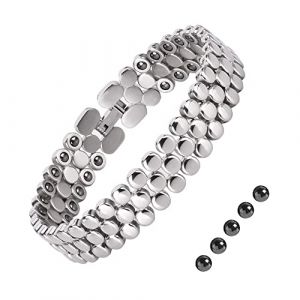 JEROOT Bracelet magn&eacute;tique pour femme en argent sterling titane avec 64 aimants en h&eacute;matite 3400 GAUSS dans une bo&icirc;te cadeau, outil de dimensionnem (jeroot, neuf)