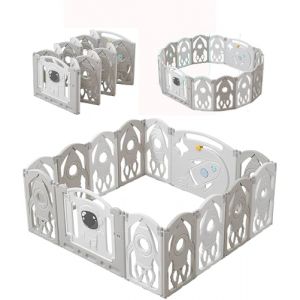 Parc Bébé Modulable 190x190 CM – Entreprise Française - Grand Parc Bébé Pliable Gris et Blanc – Aire de Jeu Sécurisée pour Enfant – Parc Facile à Installer - Parc bebe XXL (MARVELY STORE, neuf)