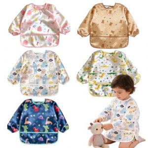 Pynzeka 5 Pi&egrave;ces Bavoir Manche Longues B&eacute;b&eacute; Bavoir Bebe Impermeable avec Poches 3-30 Mois (TRADA_DJSHGLJDK, neuf)