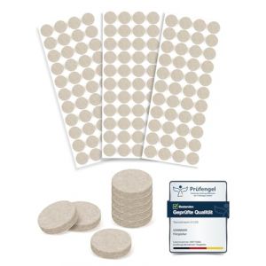 VABNEER Patin Chaise Autocollant - Patins pour Meubles, 15mm (132 Pi&egrave;ces), &Eacute;paisseur 5mm - Tampon Chaise Protection pour Parquet, Stratifi&eacute; & Carrelage, R&eacute;duction de Bruit & Anti-Rayures (Tajinxuan, neuf)