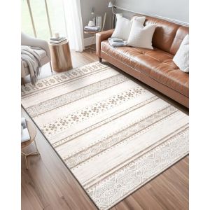 DEFYNEE Tapis de Salon Lavable en Machine, 180x270 cm, Moquette Chambre/Descente de Lit, Tapis à Poils Courts, Style Moderne, Tapis Doux en Polyester, Idéal pour Salon et Chambre - Bleu-Marron (ZhiYuDianZi, neuf)