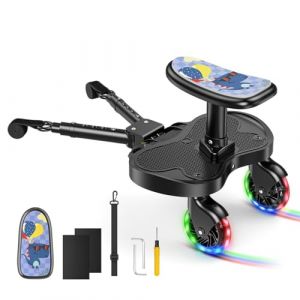 BugyKido Planche Poussette Universelle avec Roues LED, Marche Pied Poussette avec Mignon Motif Dinosaure,Skate Poussette Universelle pour Enfants de 2 à 6 Ans (25kg),Compatible avec 99% des Poussettes (LOUXIAOLEI LIMITED, neuf)