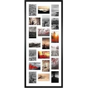 Vasemouh Cadre Multi Photo 10x15 en Alliage d'aluminium, Cadre Pêle mêle Mural pour 20 Photos, Cadre 40x100 Noir avec Passe-Partout (SlientHill, neuf)