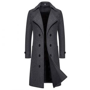 Manteau Homme Hiver Pardessus Veste Longue Manteaux Chaud Caban Redingote Coat Grand Froid Parka Fourrure Noir Duffle Gabardine Pour Mi Long 3/4 En Laine Trench Cuir Court Bouillie Grande Taille Chic (Jibian, neuf)