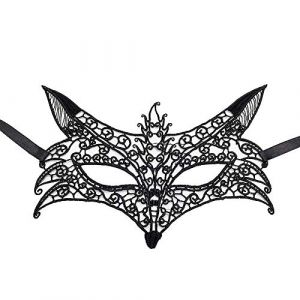 Jamron Femmes Sexy Noir Masque de Dentelle pour Mascarade Halloween F&ecirc;te Bal de Promo Carnaval Masque D&eacute;guisement SN07830 T&ecirc;te de Loup Renard (No.7 Fashion House, neuf)
