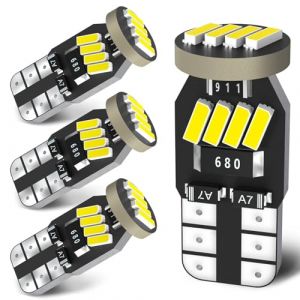 Alopee 4 Pack Non Polaris&eacute; Ampoule W5W LED Anti-Erreur Canbus 12V Blanc pour Plafonnier &Eacute;clairage du Coffre &Eacute;clairage de Plaque D'immatriculatio, Compatible T10 194 168 501 2825-12 Puces SMD 4014 (EU-AMAZENAR Global, neuf)