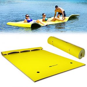 COSTWAY Tapis Flottant Idéal pour 3 à 5 Personnes avec Capacité de Charge de 300 KG Matelas Flottant pour Mer, Piscine et Lac 270 x 180 x 3,5 CM (Jaune) (FDS GmbH, neuf)