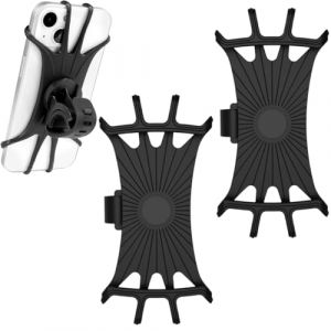 2 Pi&egrave;ces Porte Telephone Velo, Support T&eacute;l&eacute;phone Velo Portable en silicone pour v&eacute;lo, Rotatif &agrave; 360 &deg;, Support de t&eacute;l&eacute;phone portable, Compatible avec iPhone SE/11/12/13/14Pro Max/X/XS MAX/8'' &agrave; 6,5'' (DINODANUBE TRADING, neuf)