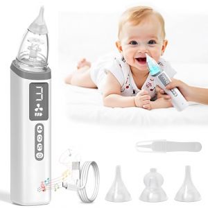 Journeyside Mouche Bebe &Eacute;lectrique Avec 3 Embouts Silicone Souple, Aspirateur Nasal Bebe &Eacute;lectrique avec 3 Niveaux D'Aspiratio, Fonction Musicale et Bo&icirc;te de Rangement et Lumi&egrave;res Color&eacute;es,Gris (Zynexo  O&Uuml;, neuf)